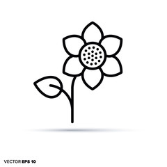 Blooming flower vector line icon.