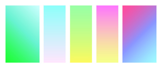 Set of soft colors for the background.Modern screen vector design for app. Soft color abstract gradients.