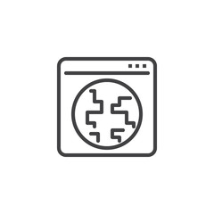 Global internet browser window line icon. linear style sign for mobile concept and web design. Browser page with globe outline vector icon. Symbol, logo illustration. Pixel perfect vector graphics