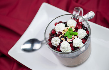 Healthy dessert. Oatmeal with berries 