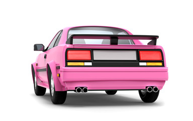 Obraz na płótnie Canvas car 1980 cyberpunk pink back