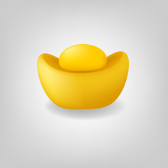 Realistic Vector of Yuan Bao - Chinese gold sycee isolated on white background.