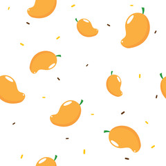 Colorful Mango seamless pattern.  Citrus fruit background. Elements for menu, greeting cards, wrapping paper.