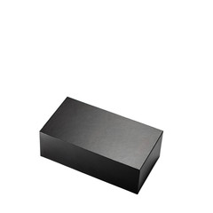 Closed black box of textured cardboard on white background. Isolated..