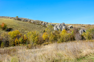 Fototapeta na wymiar Stone ridge near the Russian-Orlovka in the Donbass 3
