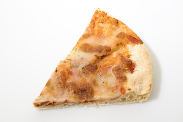 Slice of pizza isolated in a white background