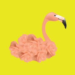 Contemporary art collage, Flamingos Lover concept