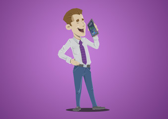 young cheerful businessman talking on the phone