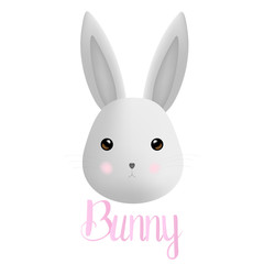 Isolated gray rabbit on white background. Vector illustration.