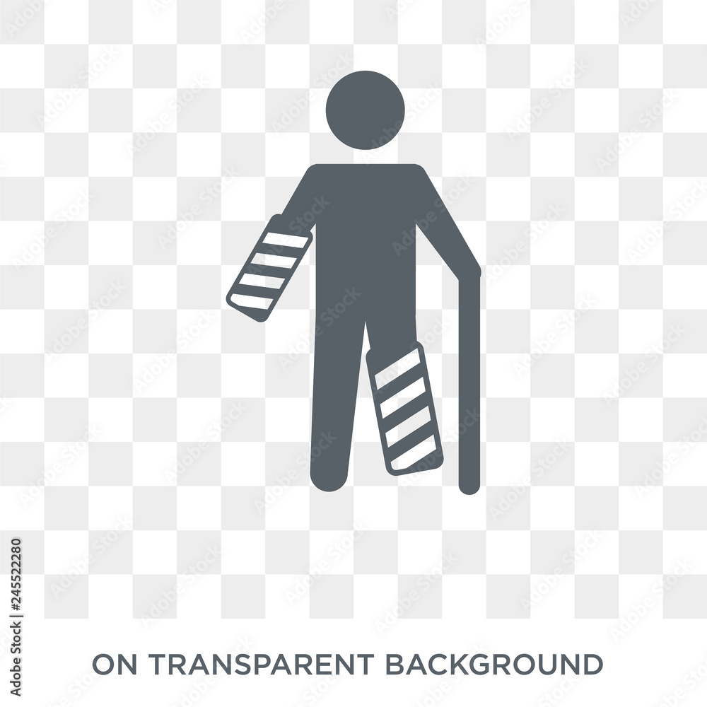 Poster wounded icon. trendy flat vector wounded icon on transparent background from insurance collection. h