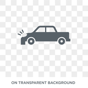 Parking crash icon. Trendy flat vector Parking crash icon on transparent background from Insurance collection. High quality filled Parking crash symbol use for web and mobile