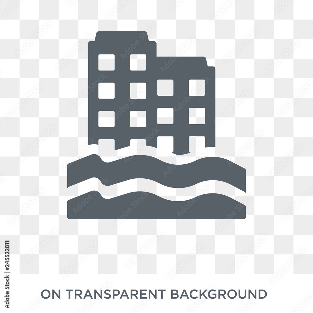 Poster inundation icon. trendy flat vector inundation icon on transparent background from insurance collect