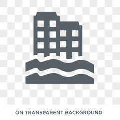 Inundation icon. Trendy flat vector Inundation icon on transparent background from Insurance collection. High quality filled Inundation symbol use for web and mobile