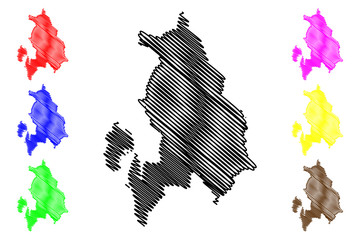 Akershus (Administrative divisions of Norway, Kingdom of Norway) map vector illustration, scribble sketch Akershus fylke map