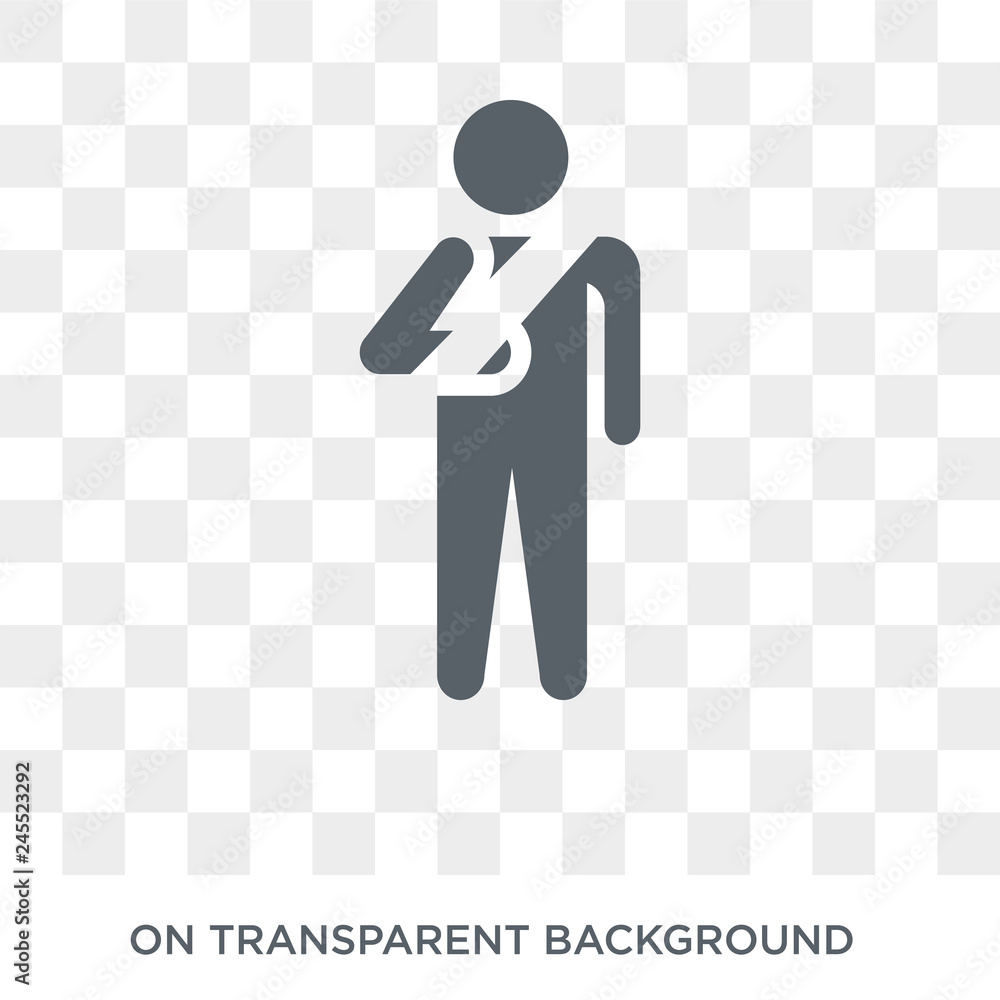 Poster broken arm icon. trendy flat vector broken arm icon on transparent background from insurance collect