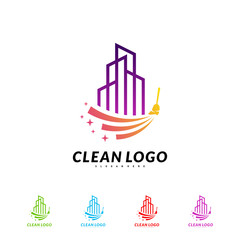 Fototapeta na wymiar Modern City Cleaning Logo Design Concept. Building Cleaning Logo Template