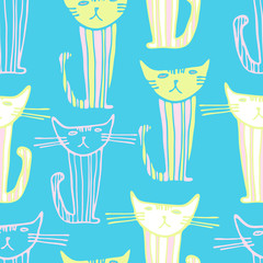vector seamless design with cats