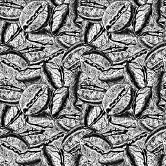Seamless pattern with coffee sketch. Vintage vector background
