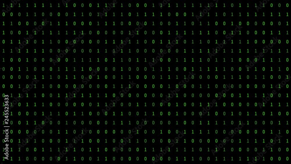 Fototapete 01 or binary numbers on the computer screen on monitor matrix background, Digital data code in hacker or safety security technology concept. Abstract illustration