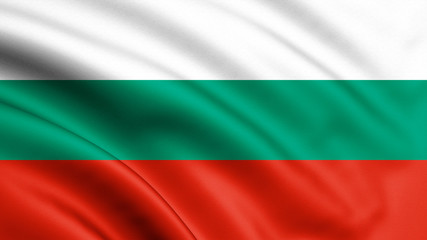 Bulgaria flag blowing in the wind. Background texture. Sofia, Bulgaria. 3d rendering, wave. - Illustration