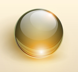 Glass brown ball, 3D shiny background