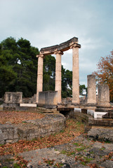 Fototapeta na wymiar The ancient temple of Philippeion in Olympia, Greece