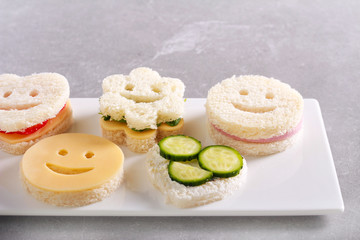 Kids assorted funny sandwiches