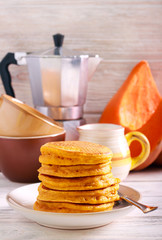 Pile of pumpkin pancakes