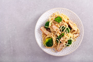 Broccoli and chicken breast spaghetti