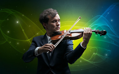 Serious classical violinist with fabled sparkling wallpaper