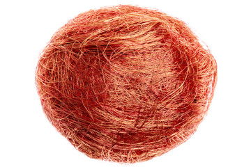 Copper wire ball isolated on white background
