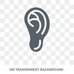 Ear lobe side view icon. Trendy flat vector Ear lobe side view icon on transparent background from Human Body Parts collection. High quality filled Ear lobe side view symbol use for web and mobile