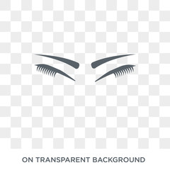Closed eyes with lashes and brows icon. Trendy flat vector Closed eyes with lashes and brows icon on transparent background from Human Body Parts collection. High quality filled Closed eyes with