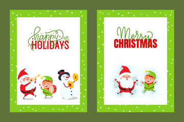 Happy Holidays and Merry Christmas Cards with Santa