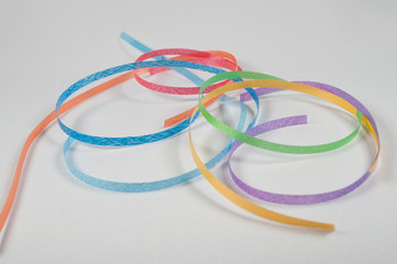 Seven multicolored ribbons, a combination of colors of the rainbow