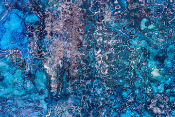 Grunge Blue painted on cement background and texture.Blank oil painting blue on cement texture dark wall with highly detailed .Vintage abstract material with copy space for text .