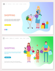 Smiling People Making Holiday Purchases Vector