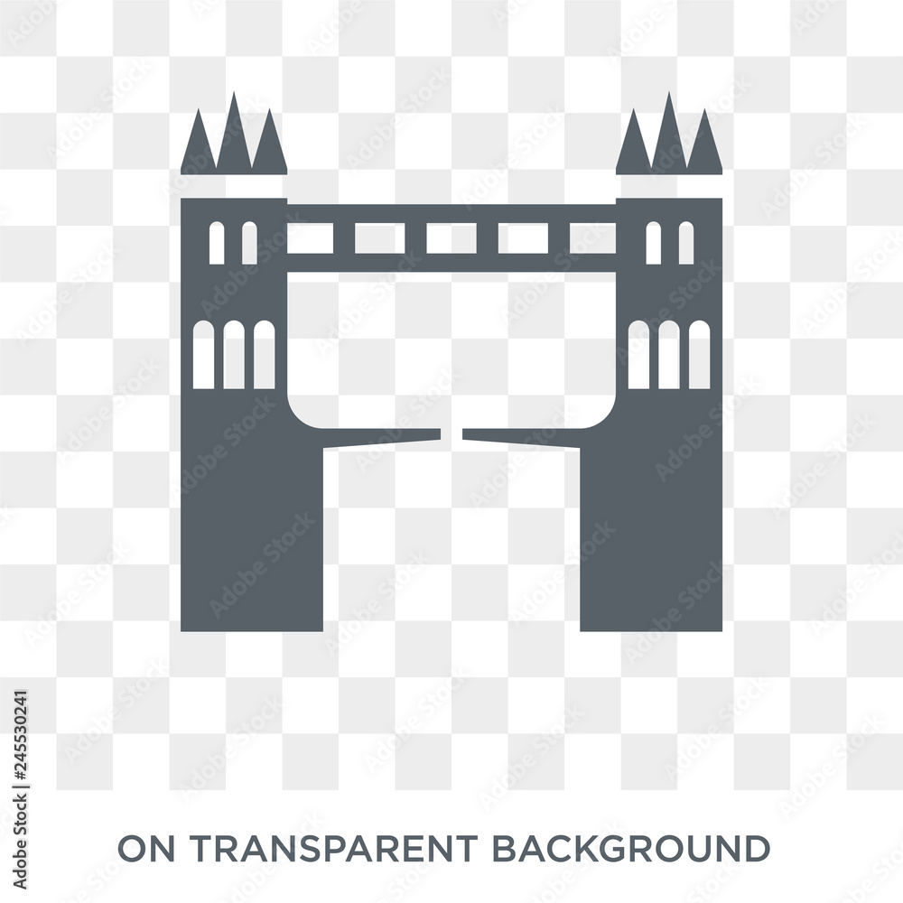 Poster tower bridge icon. trendy flat vector tower bridge icon on transparent background from architecture 
