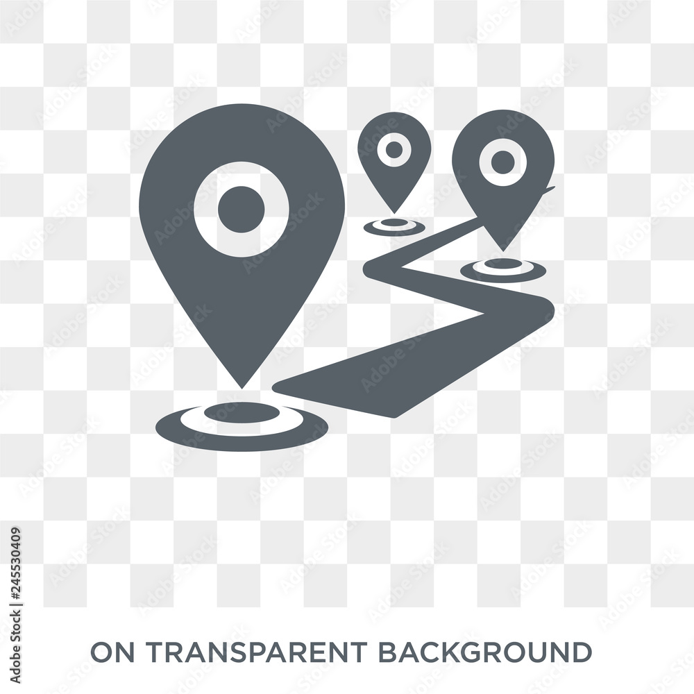 Poster route icon. trendy flat vector route icon on transparent background from architecture and travel col