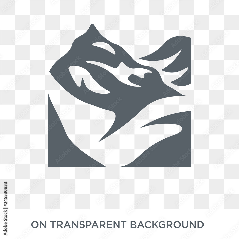 Poster mountain icon. trendy flat vector mountain icon on transparent background from architecture and trav