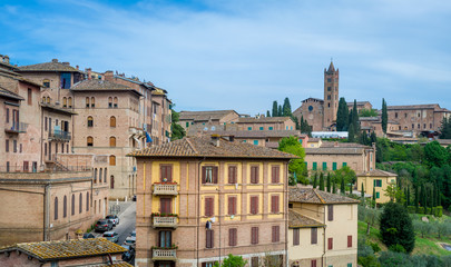 Fototapeta na wymiar Siena cathedral and tower historic buildings