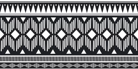 Tapeten Ethnischer Stil Ethnische nahtlose Muster Schwarz-Weiß-Farben mit geometrischem Symbol alten Zeichnungshintergrund für Mode Textildruck-Vektor-Illustration.