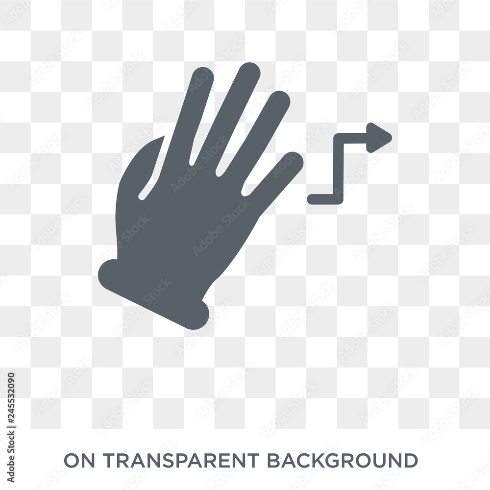 Poster turn right gesture icon. trendy flat vector turn right gesture icon on transparent background from h
