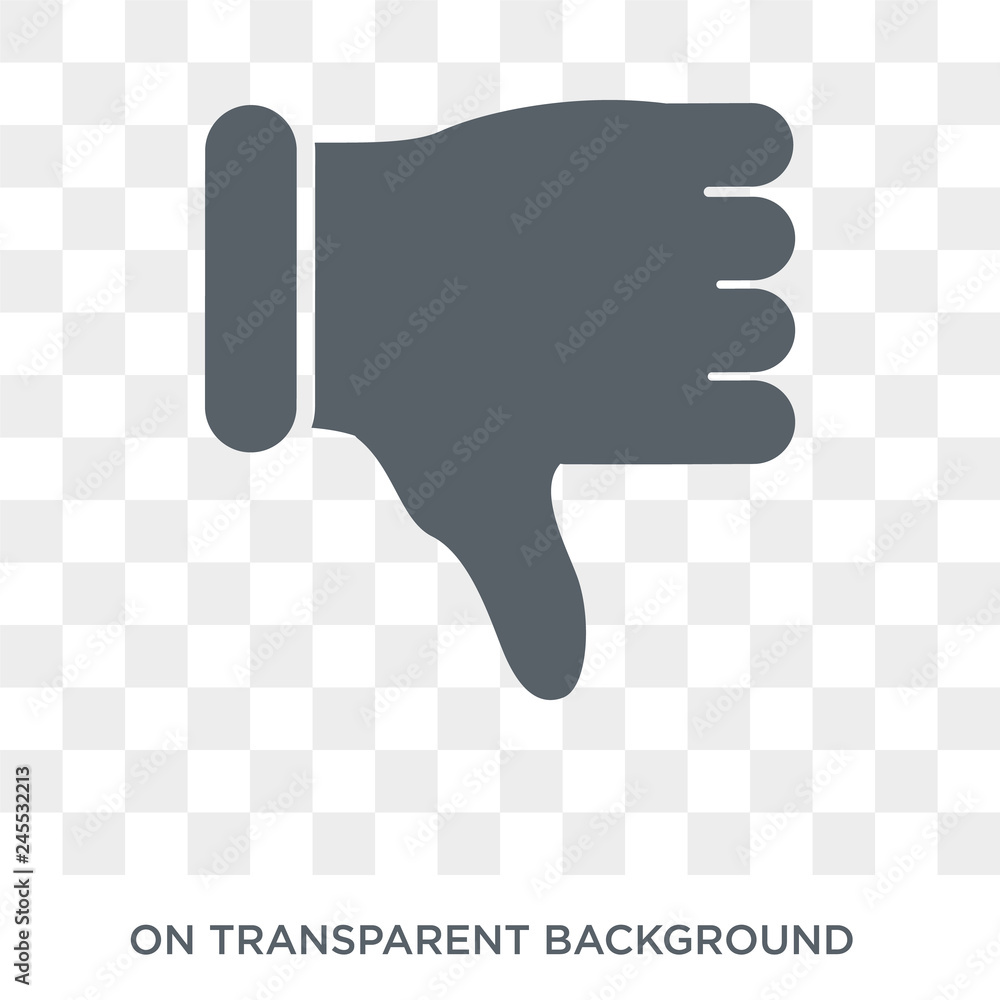 Poster thumb down icon. trendy flat vector thumb down icon on transparent background from hands and guestur