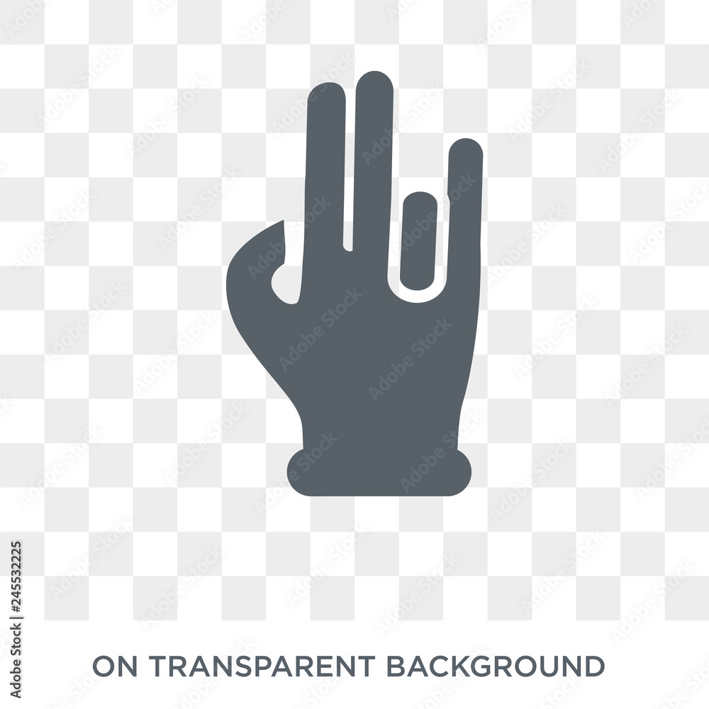 Poster three fingers command icon. trendy flat vector three fingers command icon on transparent background 
