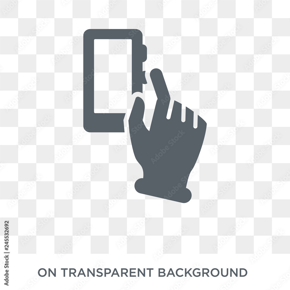 Poster mobile tap icon. trendy flat vector mobile tap icon on transparent background from hands and guestur