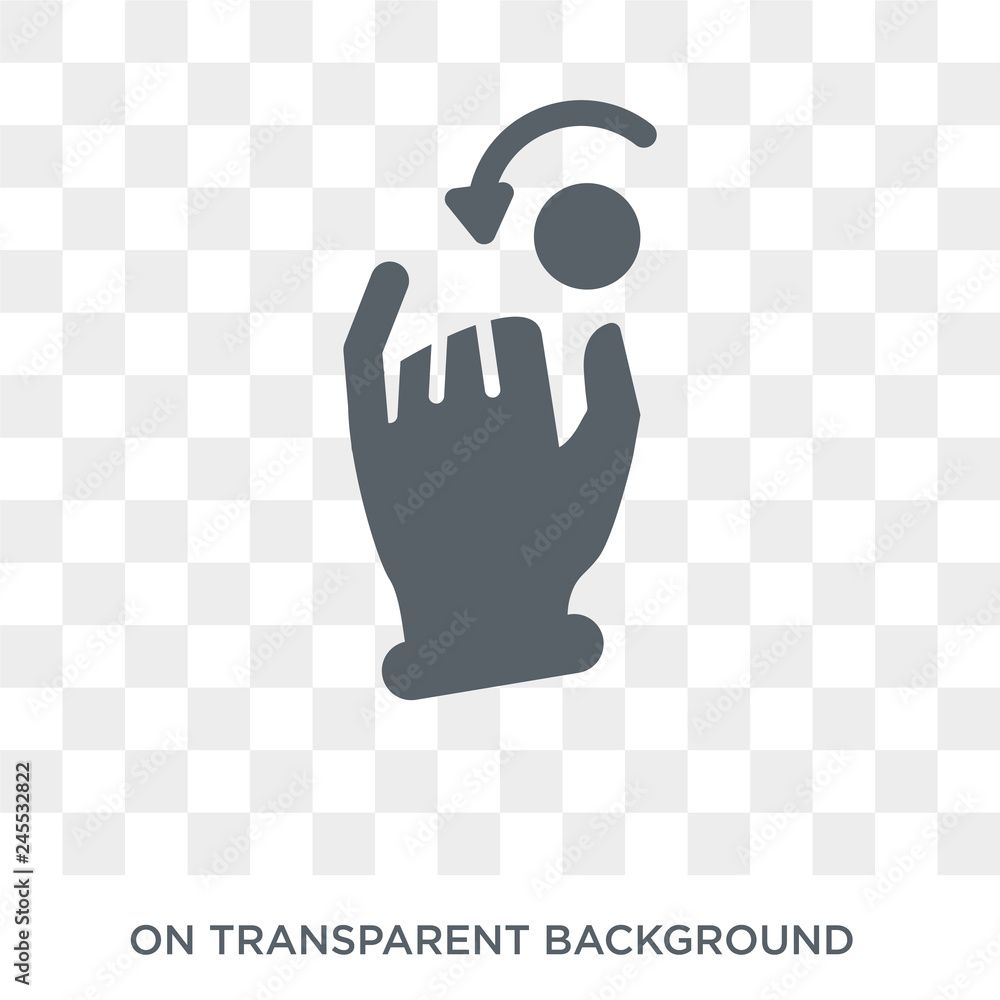 Poster hand dial icon. trendy flat vector hand dial icon on transparent background from hands and guestures