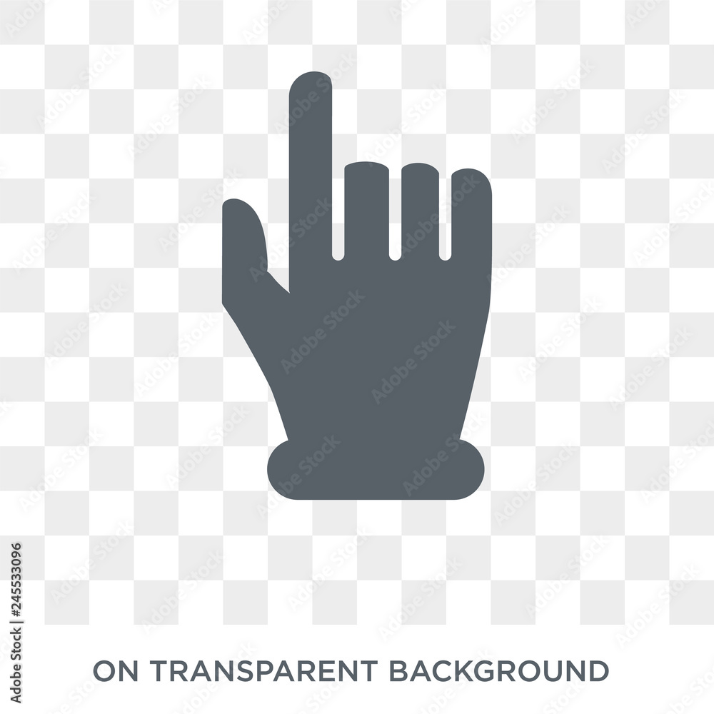 Poster clicking with the left hand icon. trendy flat vector clicking with the left hand icon on transparent