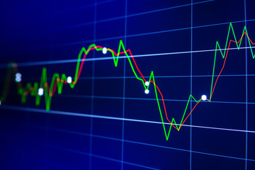 Stock exchange market graph on LED screen for business concept.