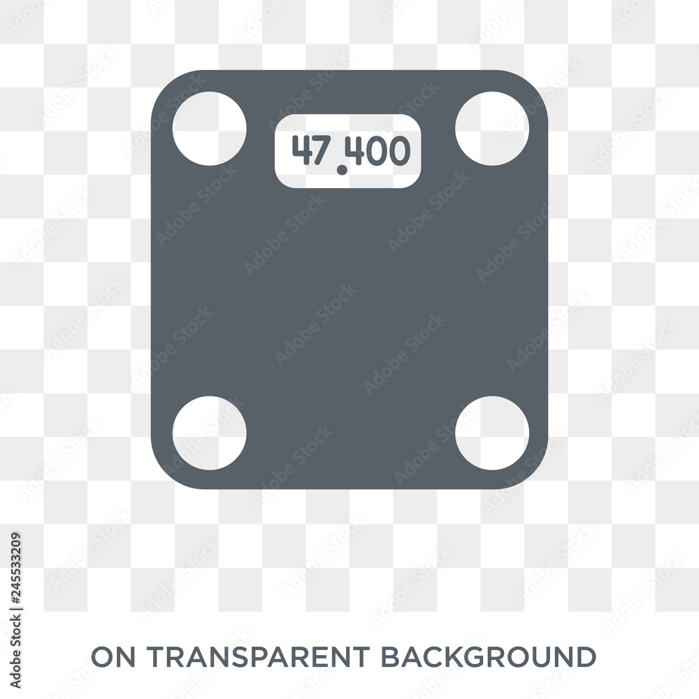 Poster weight scale icon. trendy flat vector weight scale icon on transparent background from gym and fitne